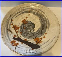 Antique Heavy Studio Art crackle pottery Kohiki stoneware platter RAKU 12