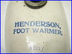 Antique Henderson Stoneware Foot Warmer Bottle Dorchester Pottery 1912 Pat