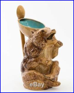 Antique Holdcroft Majolica Honey Bear Stoneware Pottery Pitcher 11.25 T x 7.75