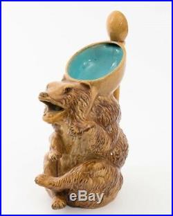 Antique Holdcroft Majolica Honey Bear Stoneware Pottery Pitcher 11.25 T x 7.75