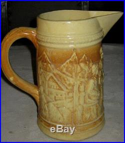 Antique Hull Country Bar Beer Tavern Art Stoneware Pottery Pitcher Mug Stein Set
