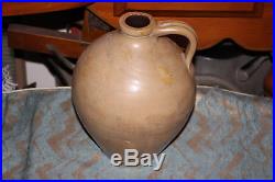 Antique I Seymour Troy Factory Stoneware Pottery Jug With Handle-Primitive Jug