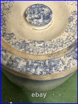 Antique Indian Peace Butter Blue Stoneware Dairy Farm Crock Churn