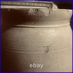 Antique Ivory Glazed Stoneware Pottery Crock Jar 8.5H