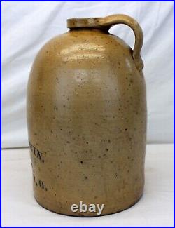 Antique JAMES BENJAMIN 2 Gallon STONEWARE JUG Cobalt Blue CINCINNATI OHIO early