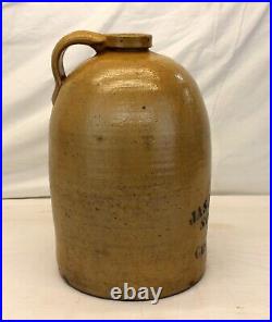 Antique JAMES BENJAMIN 2 Gallon STONEWARE JUG Cobalt Blue CINCINNATI OHIO early