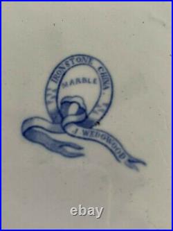 Antique J Wedgwood Blue White Swirl Marble Ironstone Set 2 Matching Platters Old