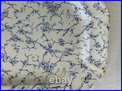 Antique J Wedgwood Blue White Swirl Marble Ironstone Set 2 Matching Platters Old