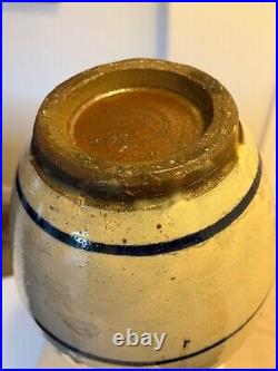 Antique Japanese Old Glazed Stoneware Blue & White Sake Bottle Studio Pottery