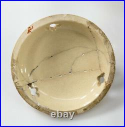 Antique Japanese Satsuma Stoneware Pottery Tripod Censer Signed Shimazu