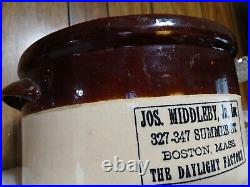 Antique Joseph Middleby, Boston, Massachusetts Stoneware 3 Gallon Butter Crock