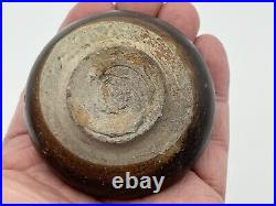 Antique Khmer Cambodian Small Brown Glazed Ceramic Stoneware Pot Jar