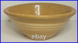 Antique Large Pottery Mixing Bowl Stoneware Vintage 10 Inch Diameter Yellow