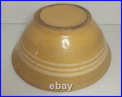 Antique Large Pottery Mixing Bowl Stoneware Vintage 10 Inch Diameter Yellow
