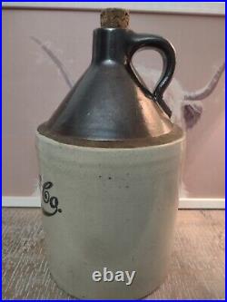 Antique M Salzman Stoneware Advertising Whiskey Jug, No Cracks