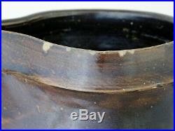 Antique Manganese Brown Slip Salt Glazed Stoneware Pottery Pitcher J BARRETT JR
