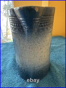 Antique McCoy Pottery 7 Salt Glazed Stoneware Pitcher withMedieval Shield Decor