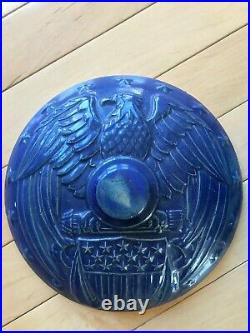 Antique McCoy Pottery American Eagle Casserole BLUE 1940's KRUGS BAKING COMPANY