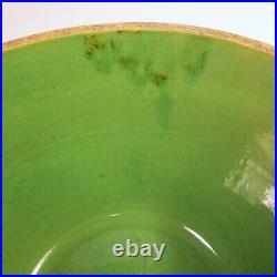 Antique Mccoy Green Yellow Ware Mixing Bowl 166 Girl Watering Can Flowers