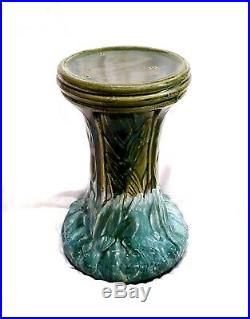 Antique Mccoy Pottery Green & Turquoise Planter Jardeniere Base Pedestal Stand