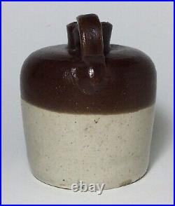 Antique Mini 3-1/4 inch Stoneware Jug MERRY CHRISTMAS / HAPPY NEW YEAR