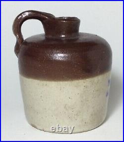 Antique Mini 3-1/4 inch Stoneware Jug MERRY CHRISTMAS / HAPPY NEW YEAR