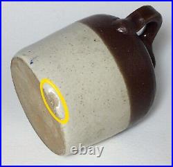 Antique Mini 3-1/4 inch Stoneware Jug MERRY CHRISTMAS / HAPPY NEW YEAR