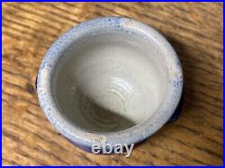 Antique Miniature Salt Glazed Blue Decorated Stoneware Crock Ointment Pot / Toy