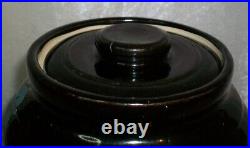 Antique Monmouth Illinois Black Stoneware Pottery Orange Coneflower Cookie Jar