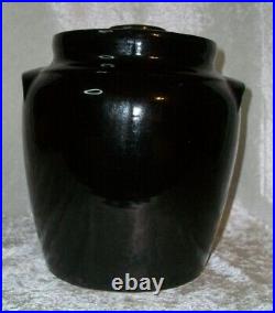 Antique Monmouth Illinois Black Stoneware Pottery Orange Coneflower Cookie Jar