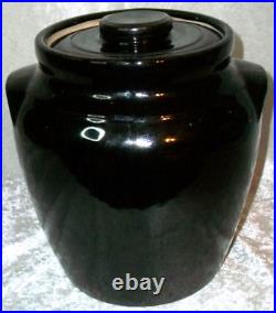 Antique Monmouth Illinois Black Stoneware Pottery Orange Coneflower Cookie Jar