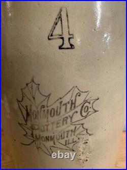 Antique Monmouth Pottery Co. IL. Butter Churn 4 Maple Leaf Western Stonewear