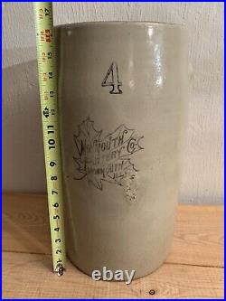 Antique Monmouth Pottery Co. IL. Butter Churn 4 Maple Leaf Western Stonewear