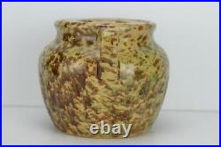Antique Morton Pottery Speckled Yellow Ware Bean Pot with Lid
