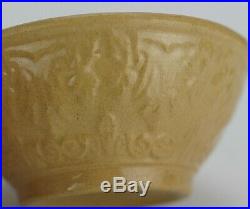 Antique Morton Yellow Ware Pottery Philadelphia Embossed Pattern Mixing Bowl