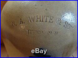 Antique N A White & Son, Utica NY Cobalt Blue 1 Gallon Stoneware Pottery Jug, j1