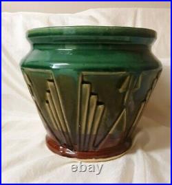 Antique Nelson McCoy Sanitary Stoneware Company Green Glaze Urn or Jardiniere