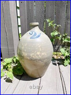 Antique New York Stoneware Jug Blue Cobalt Painted 2