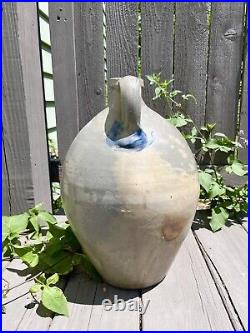 Antique New York Stoneware Jug Blue Cobalt Painted 2