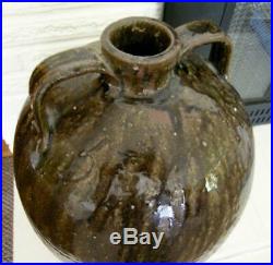 Antique North Carolina Stoneware 5 Gal. Pottery Jug Alkaline Tobacco Drip Glaze