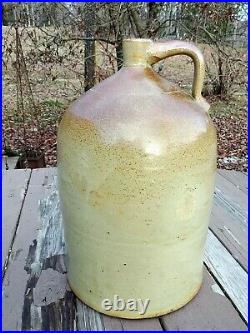 Antique Ohio 5 Gallon #5 Stoneware Pottery Jug Brown & Tan Transitional Glaze