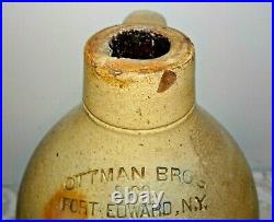 Antique Ottman Bros. Ft. Edward Primitive Salt Glaze Stoneware 1 Gallon Crock