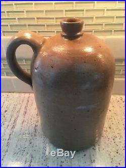 Antique Ovoid Pottery Crock Jug Salt Glazed Stoneware Primitive