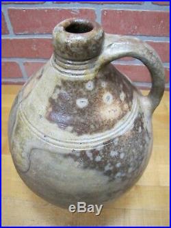 Antique Ovoid Stoneware Pottery Salt Glaze Jug Primitive Liquor Farm Saloon