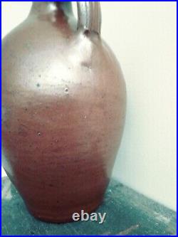 Antique Ovoid Stoneware Redware Jug 19th Century American Pottery 1800's