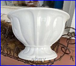 Antique Pankurst White Ironstone Bowl Lg Deep Pedestal Punch Gorgeous Paneled