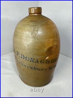 Antique Parkersburg West Virginia Liquor Jug Crock Stoneware Primitive Whiskey
