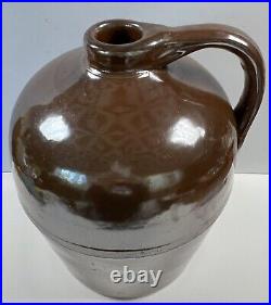 Antique Peoria Pottery Stoneware Brown Glazed Jug Stamped