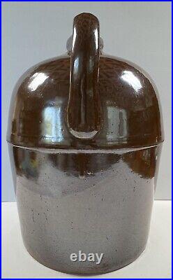 Antique Peoria Pottery Stoneware Brown Glazed Jug Stamped