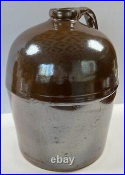 Antique Peoria Pottery Stoneware Brown Glazed Jug Stamped